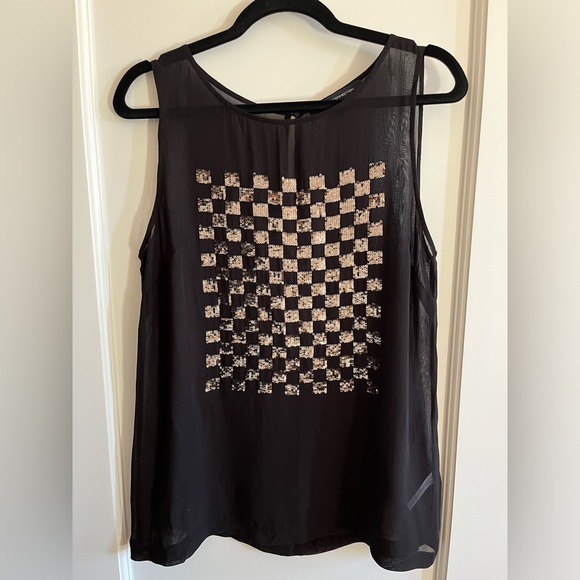Black Sheet Top With Sequence Design - Picture 1 of 6